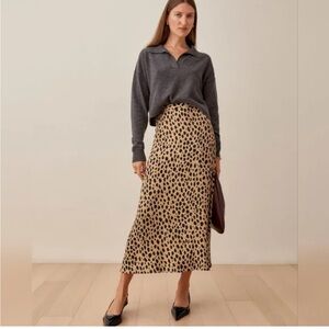 Reformation Bea Tan midi skirt animal print women's 10 career formal boho
